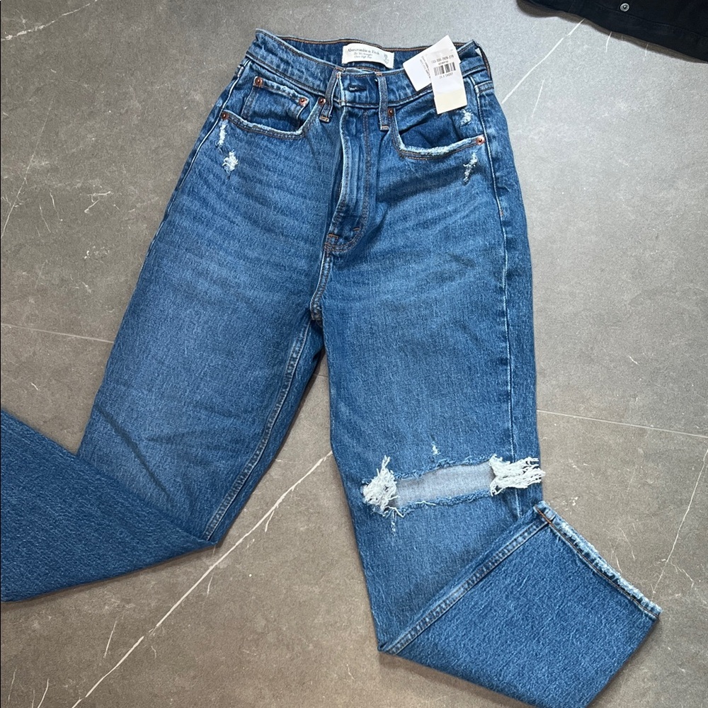 Abercrombie & Fitch Blue Distressed Boyfriend Jeans